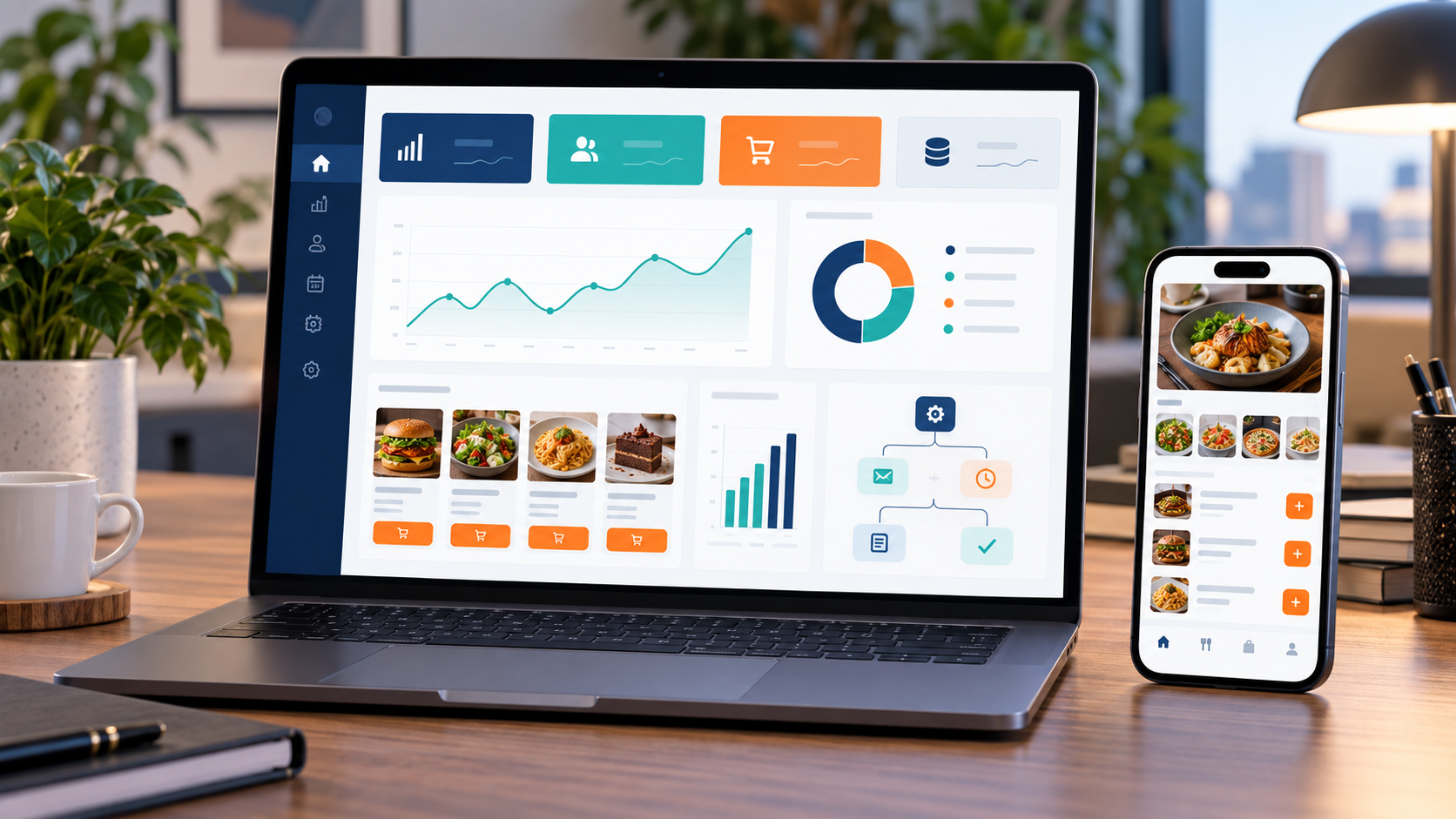 Aplicaciones digitales para pedidos, dashboards, reportes y automatización en laptop y celular